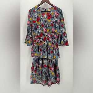 Floral dress with ruffle skirt, size Medium
